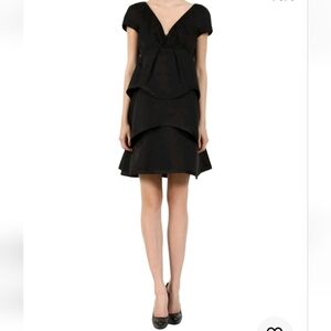 Marc Jacobs early 2000 silk black‎ cocktail scalloped tier dress size 6